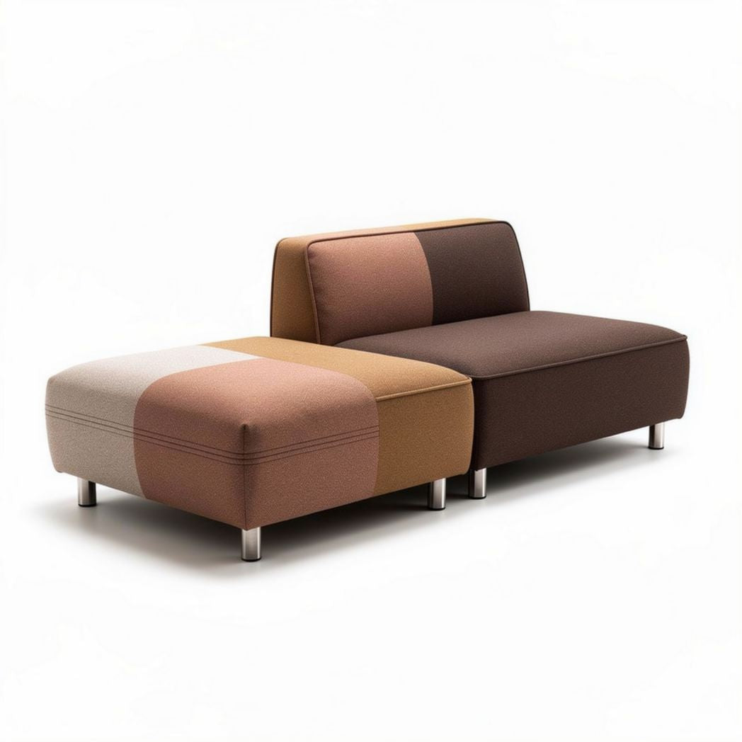 Divano modulare in tessuto misto marrone e beige 100 x 80 x 70cm