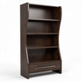 Libreria in legno scuro con ripiani regolabili e cassetto 80 x 30 x 150cm
