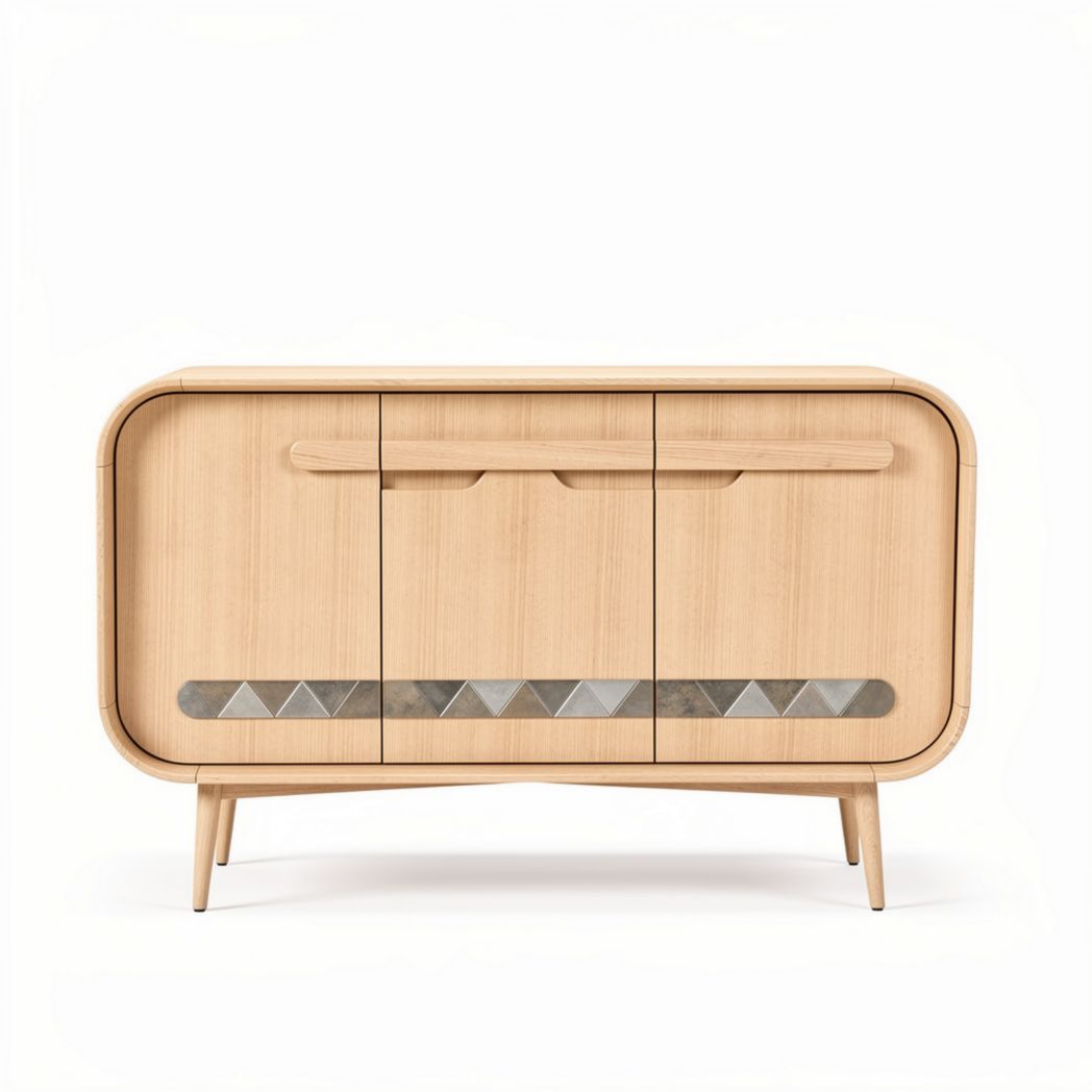 Mobiletto in legno chiaro con ante in vetro e dimensioni 100 x 40 x 75cm
