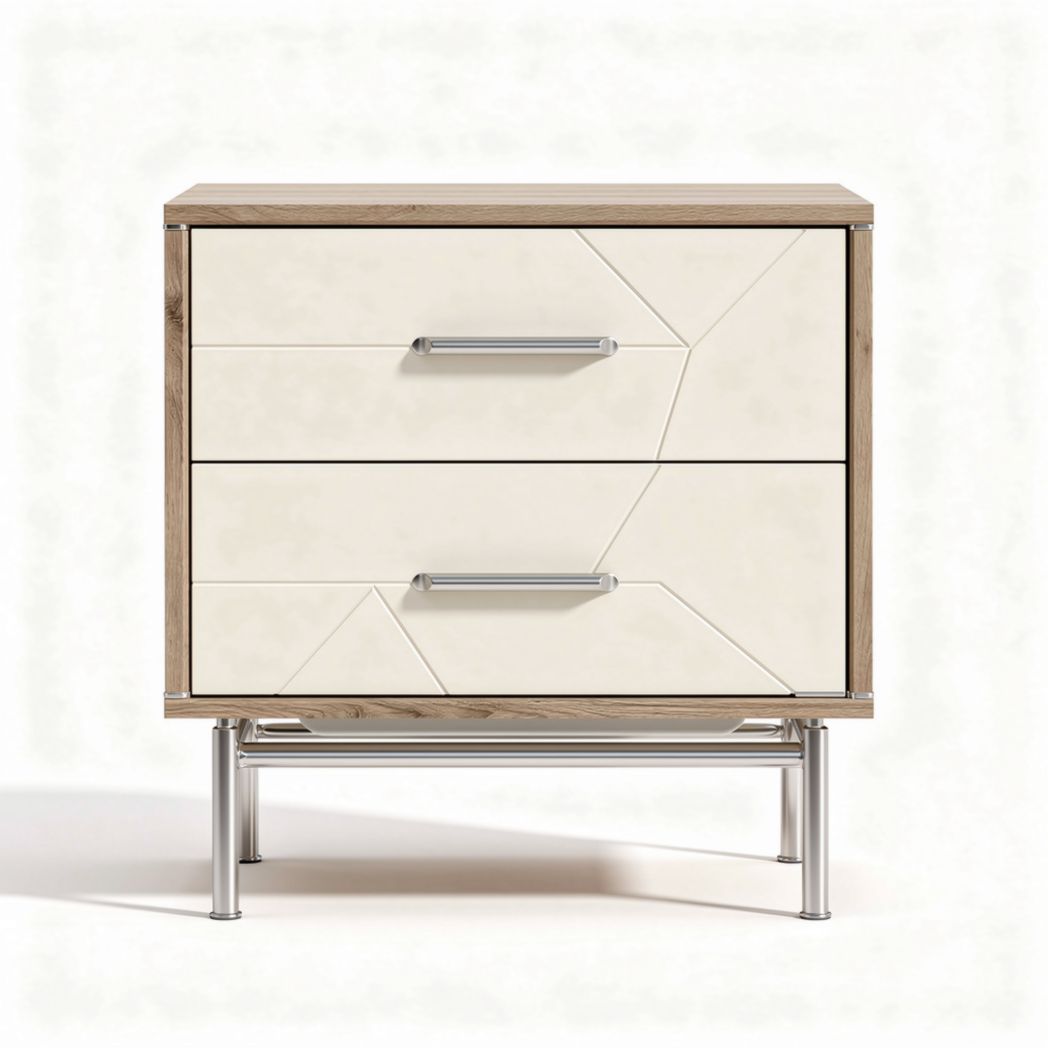 Comò moderno in legno e metallo con finitura bianca e dimensioni 60 x 40 x 50cm