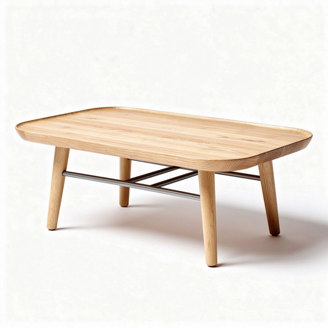 Tavolino da caffè in legno naturale con struttura in metallo 120 x 60 x 40cm