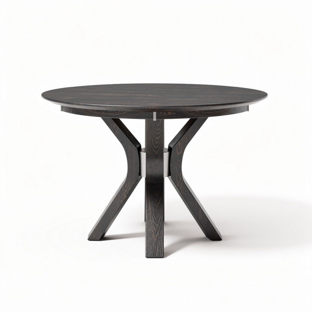 Tavolo rotondo in legno di frassino scuro con base a croce 75 x 75 x 75cm