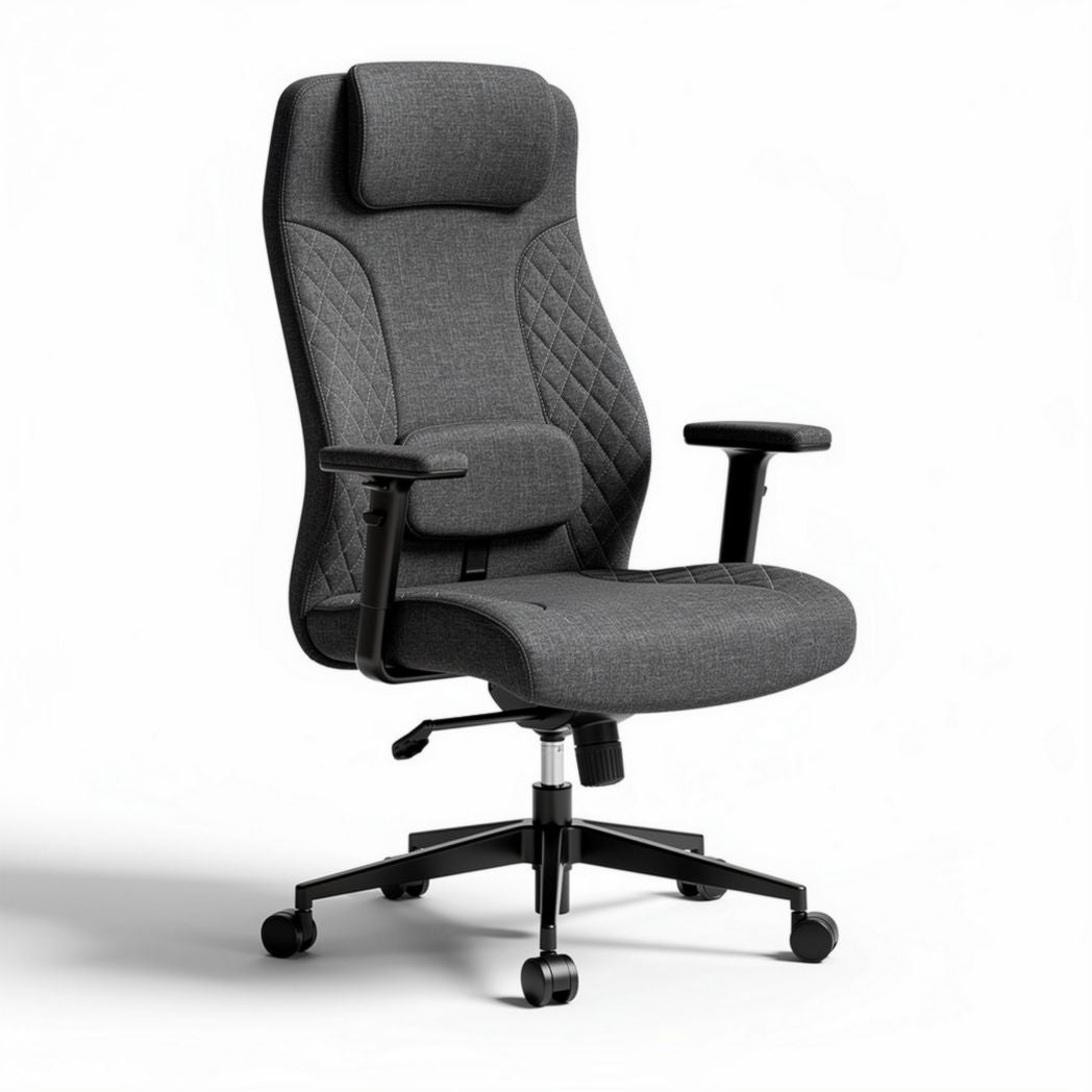 Sedia da ufficio ergonomica grigia con supporto lombare dimensioni 78 x 63 x 120cm