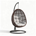 Poltrona a sospensione in rattan con struttura in metallo e cuscino grigio 90 x 80 x 120cm